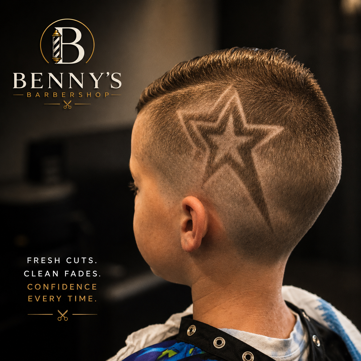 Kids star hair design with skin fade