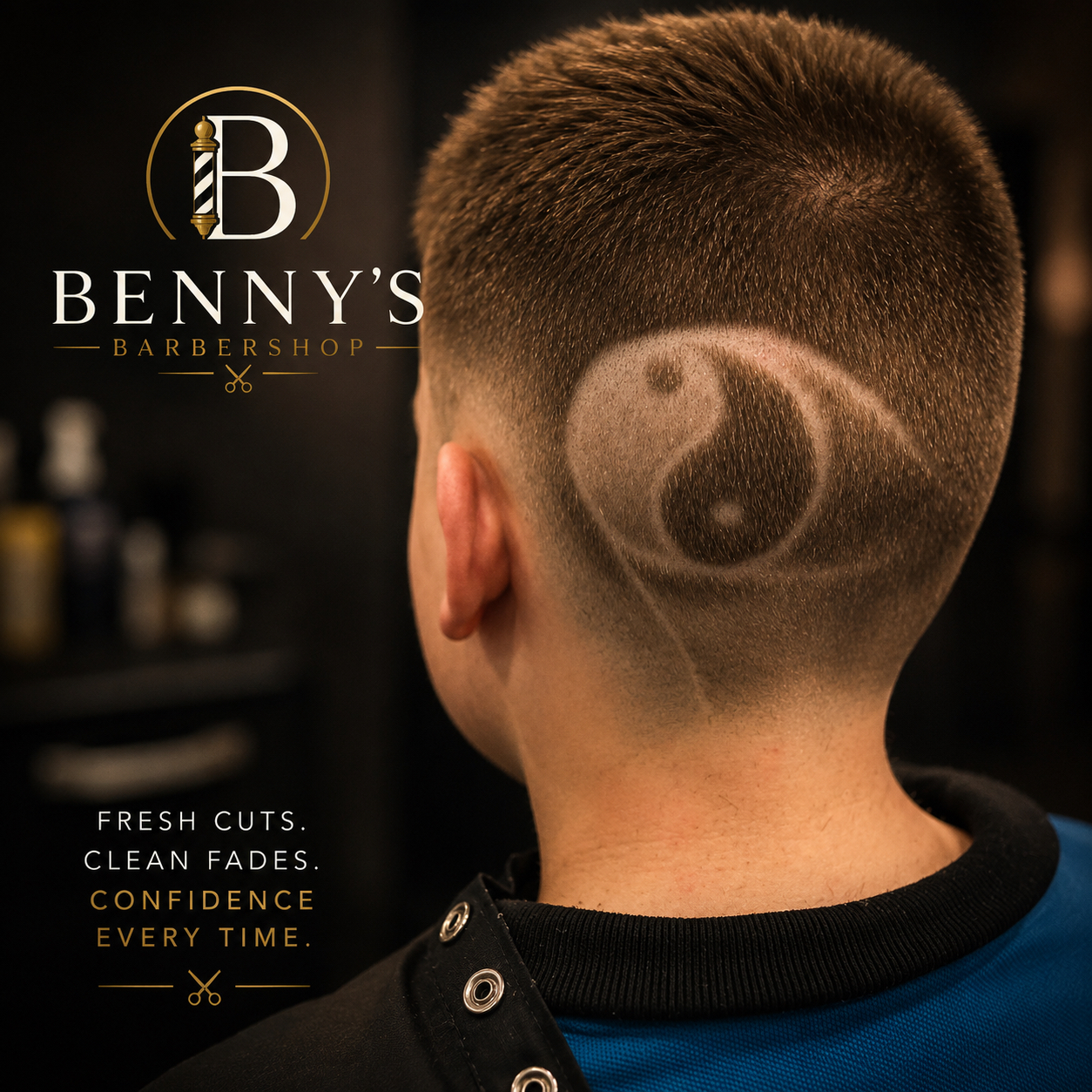 Yin yang hair design fade