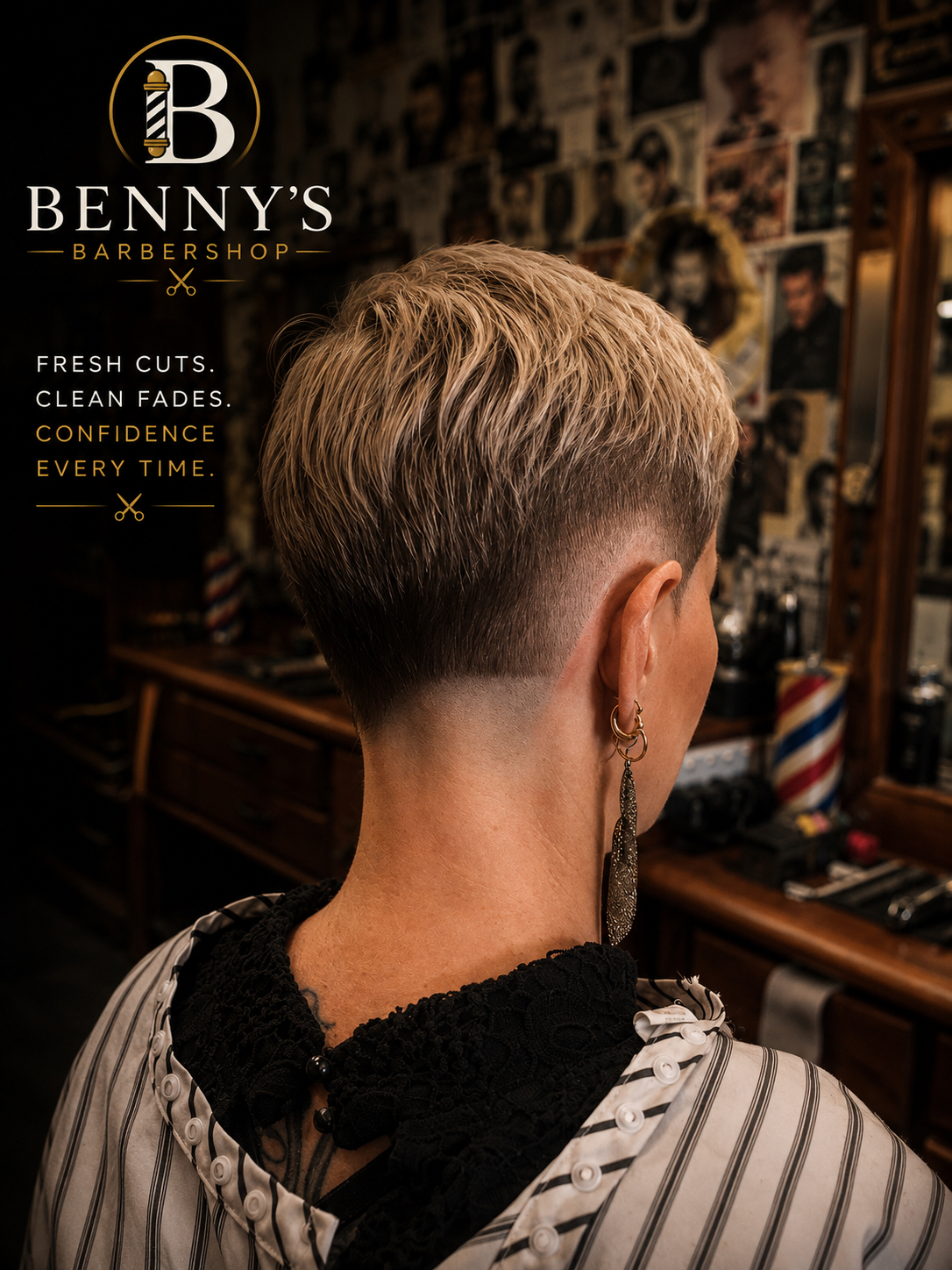 Women's pixie cut with fade